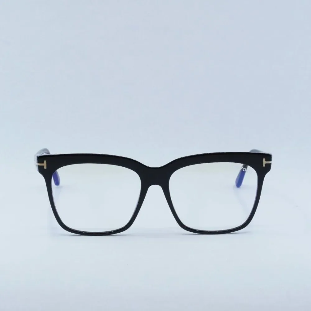 Tom Ford FT5768-B 001 Eyeglasses Black 54mm Square Frame, Blue Light Block